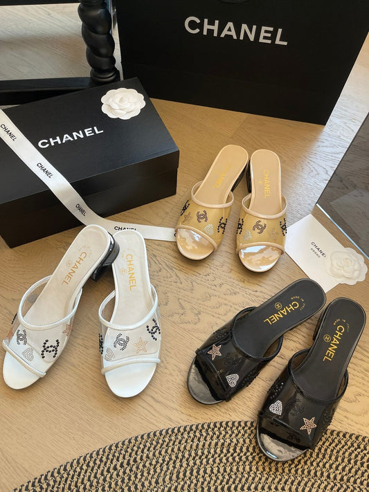 24P nouvelles pantoufles à talons épais en forme de bouche de poisson