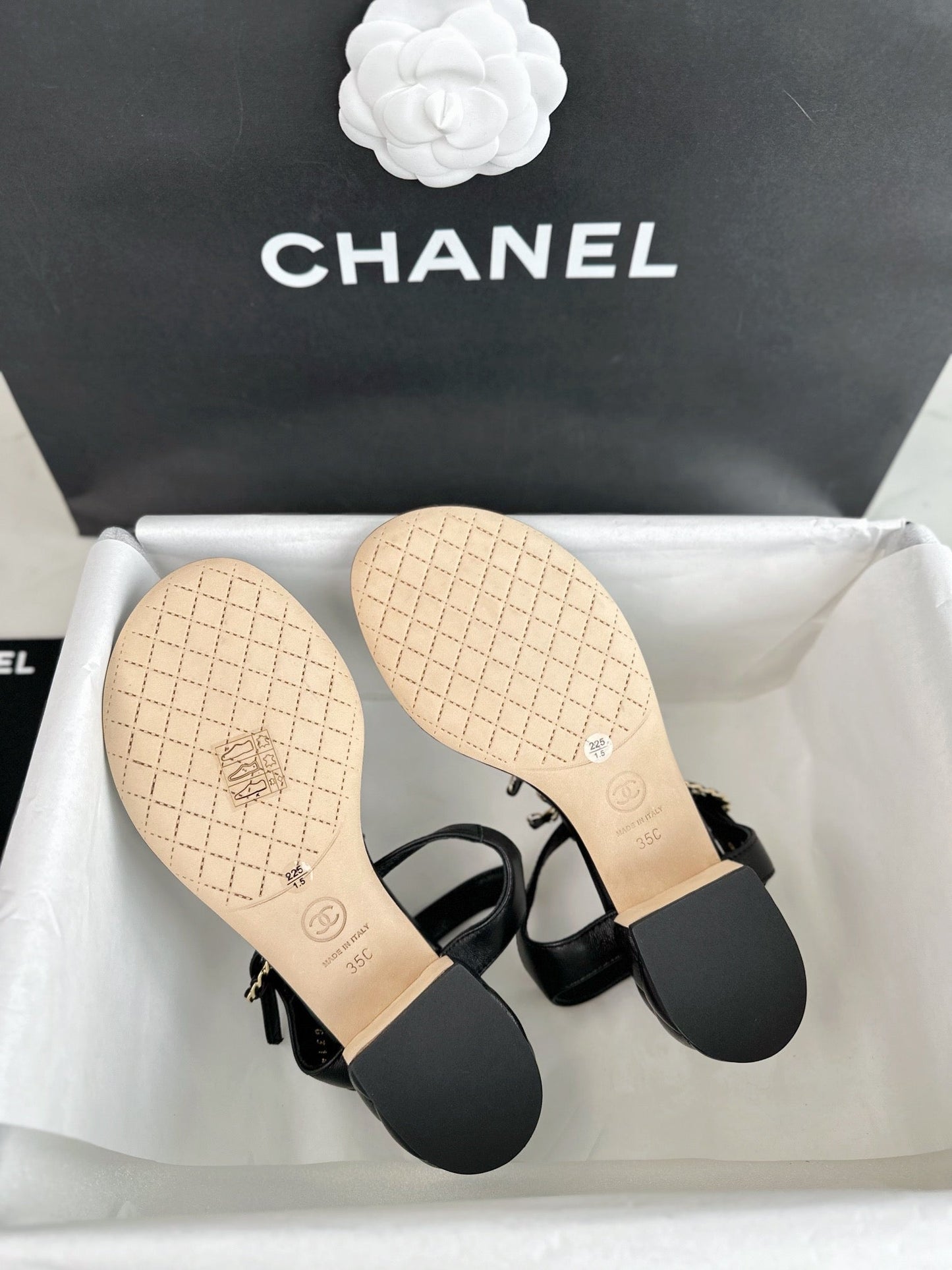 𝟐𝟒𝐂 Schwarze Flip-Flop-Sandalen mit dickem Absatz