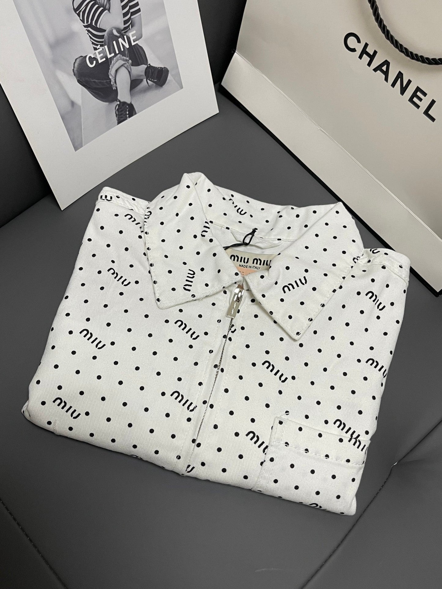 Veste en jean bicolore noir et blanc