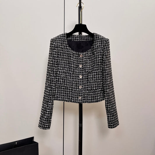 Weiche Tweedjacke im Tartan-Stil