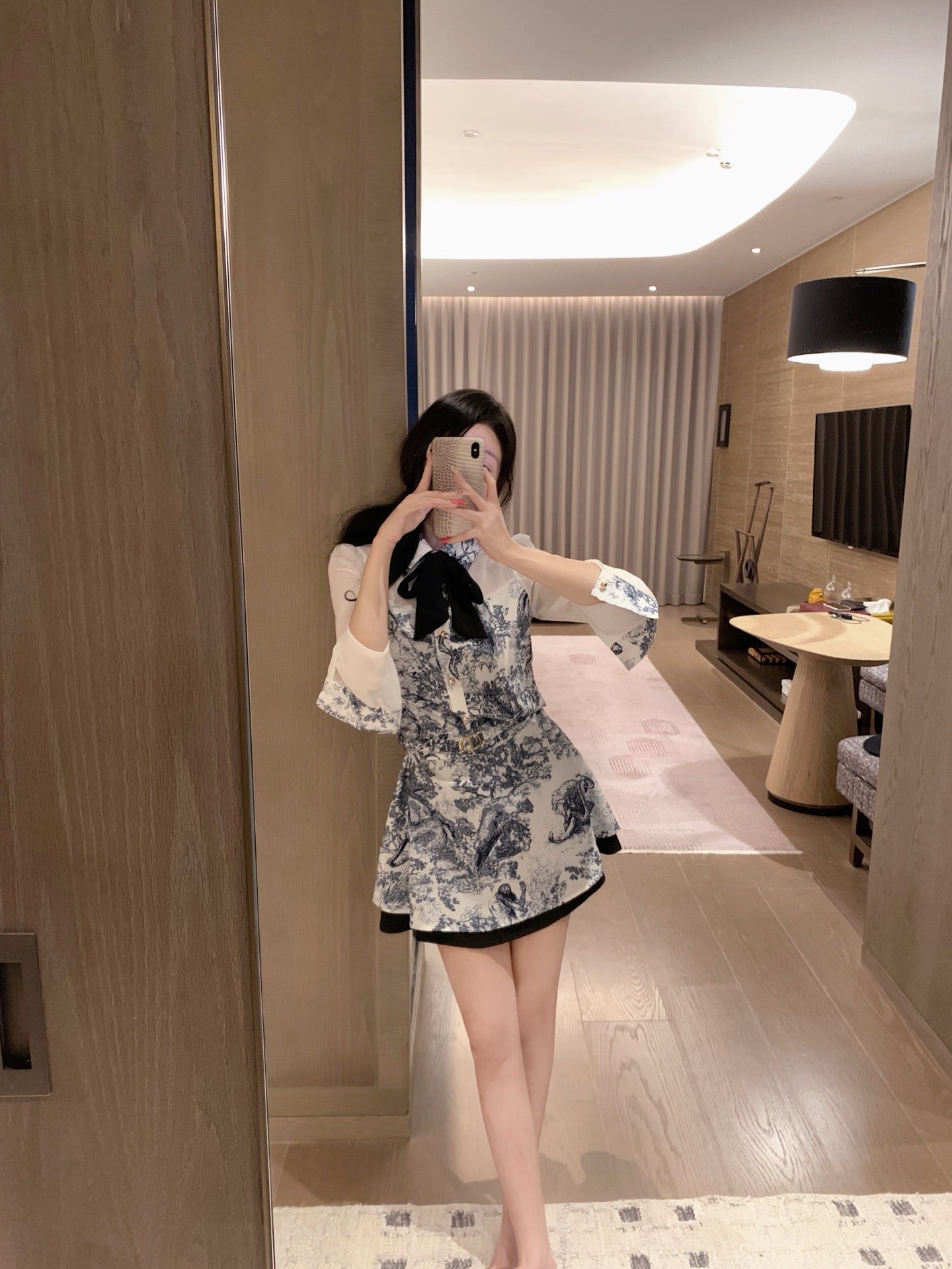 Ensemble chemise et jupe en mousseline de soie à imprimé zoo