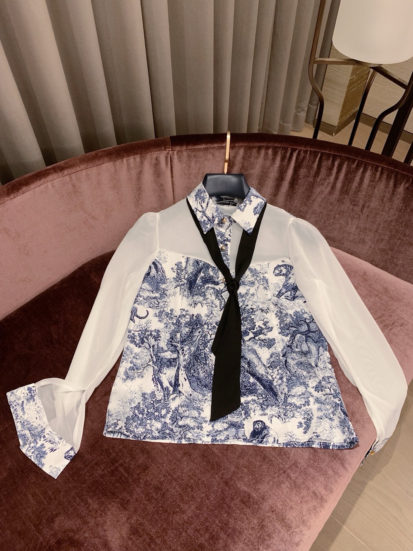 Ensemble chemise et jupe en mousseline de soie à imprimé zoo