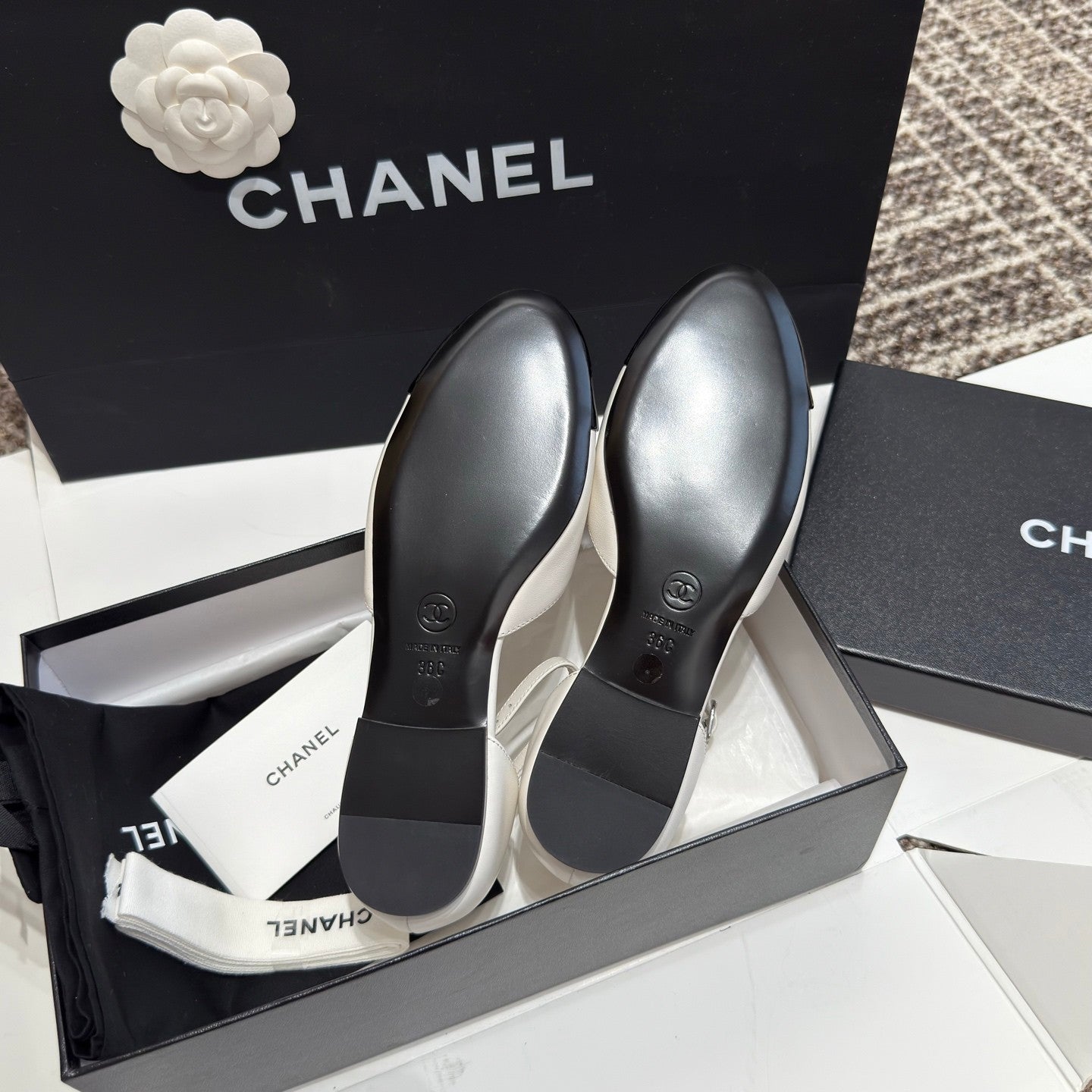 Camellia Two-Tone Ankle-Strap Flats