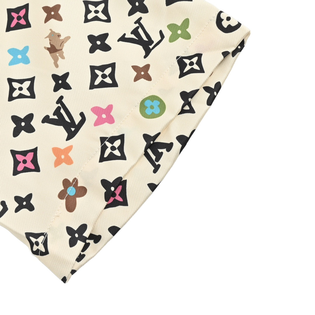 Chemise à manches courtes en soie imprimée all-over