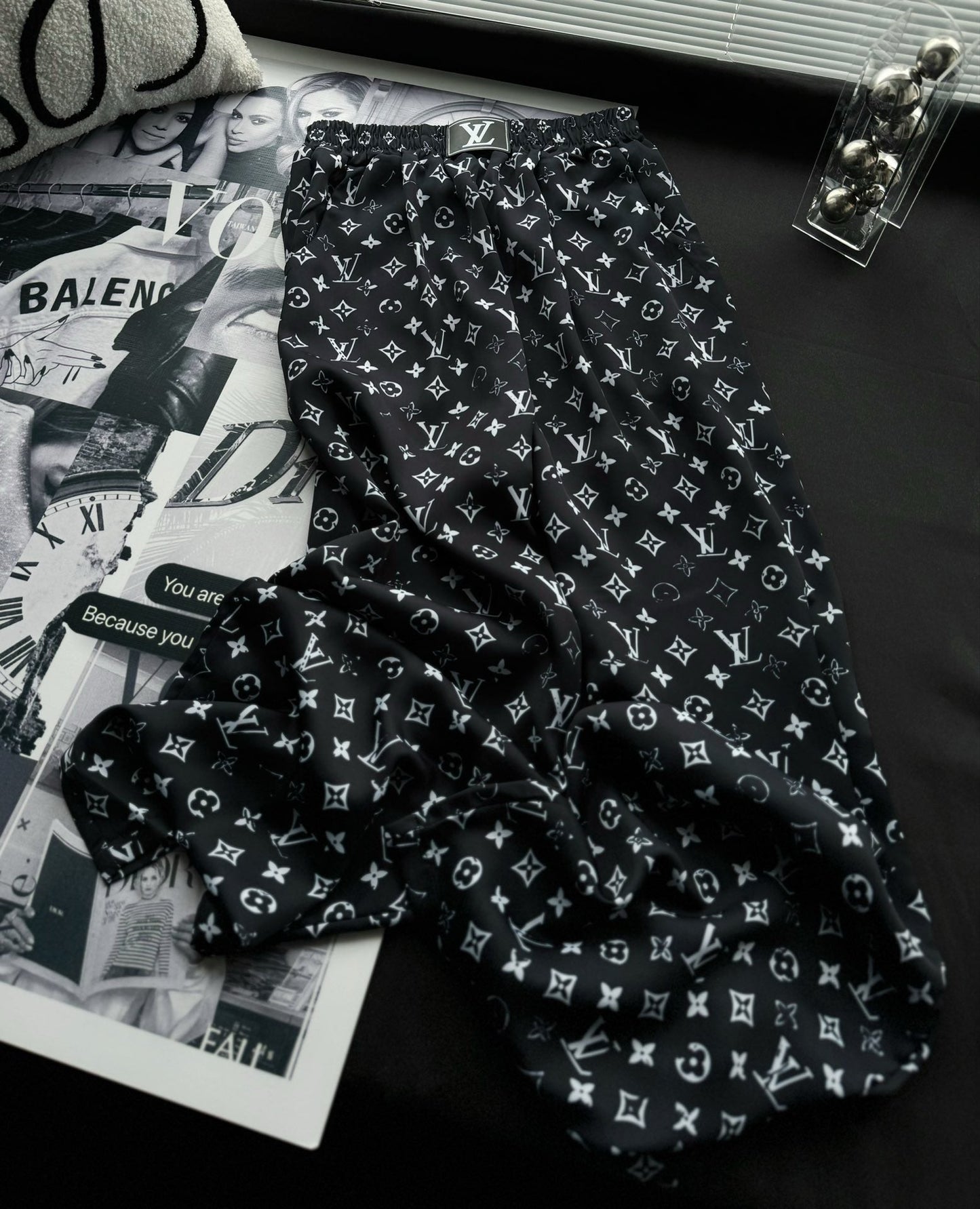 Pantalon large en acétate