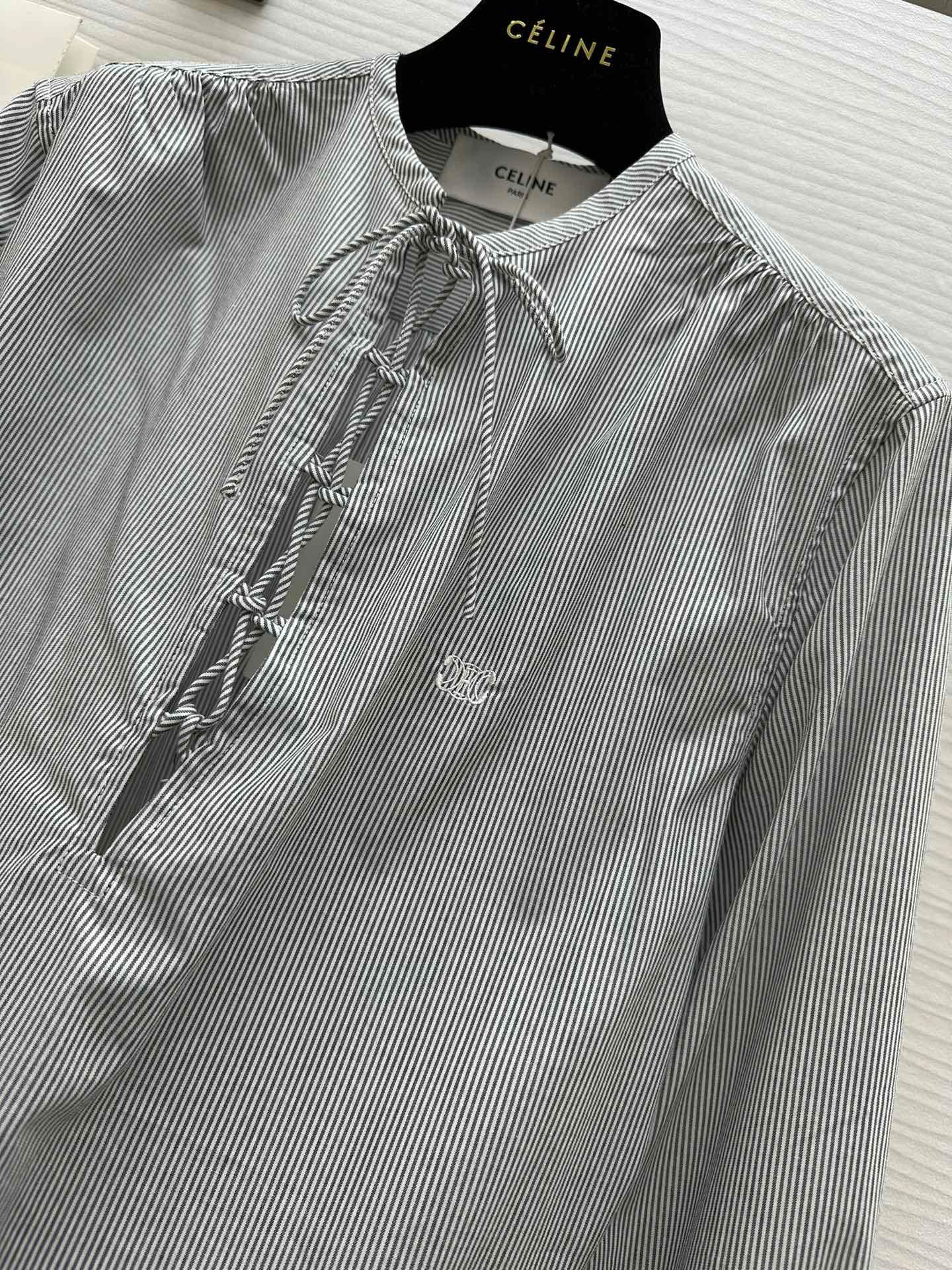 Chemise à rayures fines teinte en fil