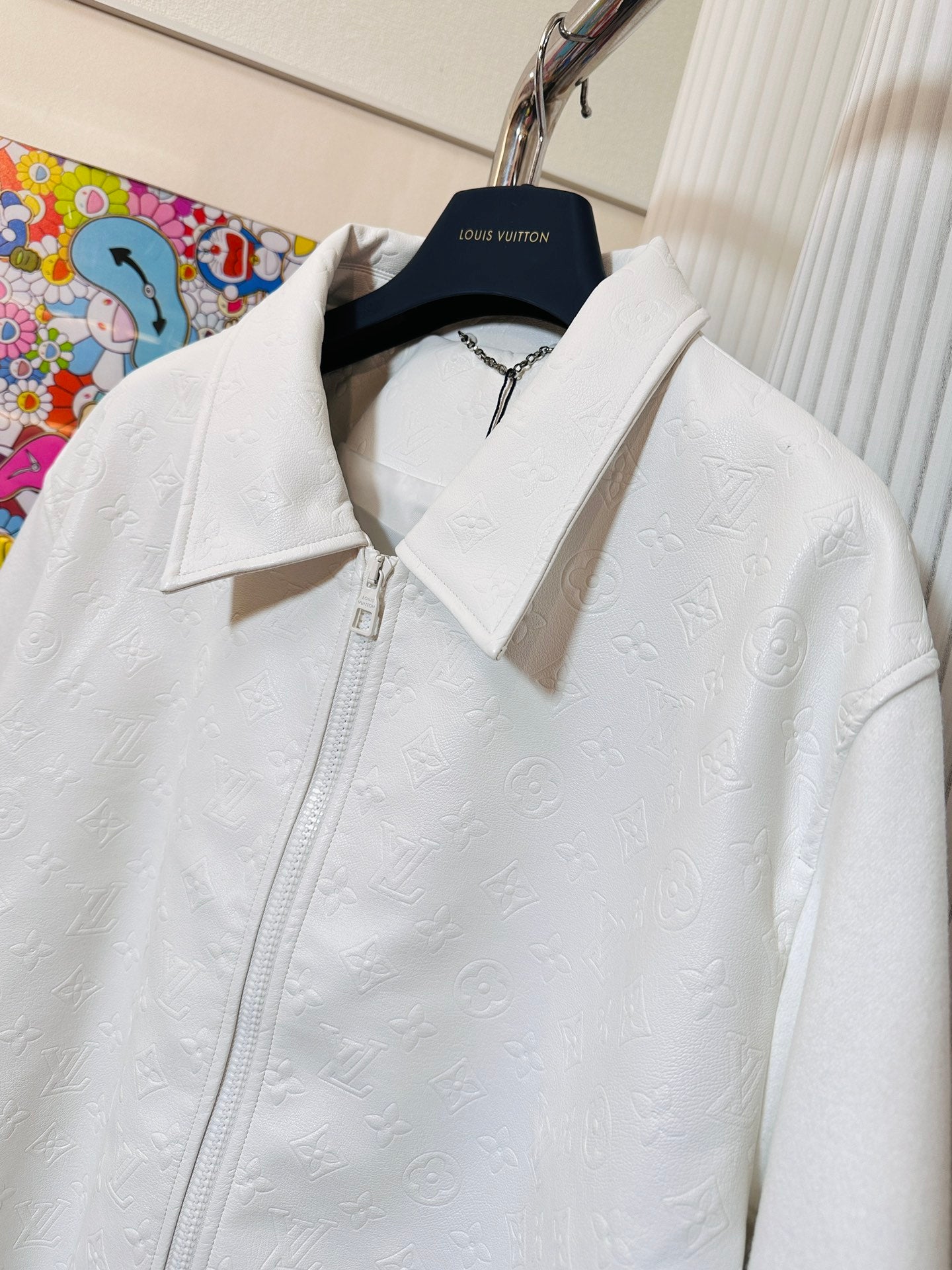 Veste à manches longues en cuir à panneaux