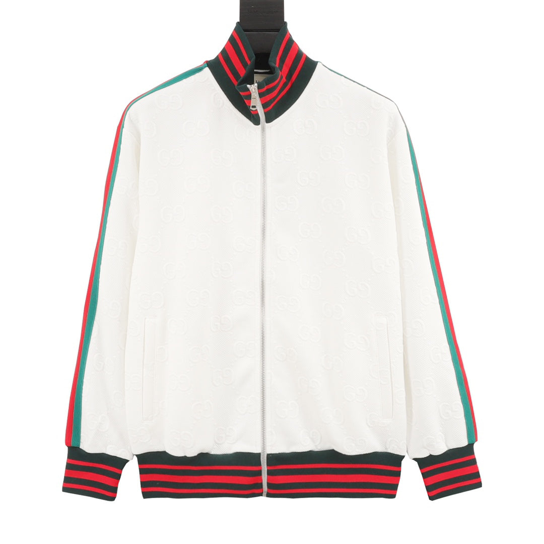 Veste jacquard imprimée all-over avec sangle latérale