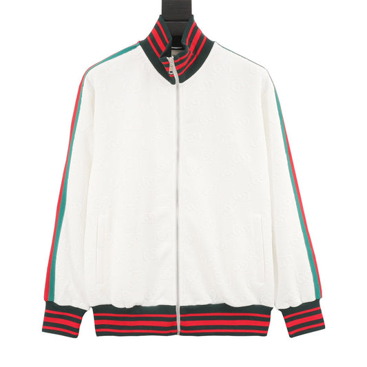 Veste jacquard imprimée all-over avec sangle latérale