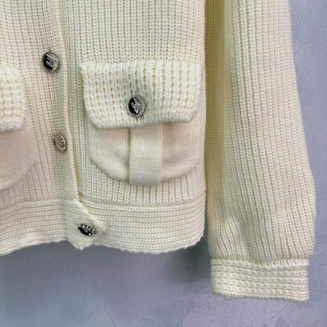 Cardigan tricoté épais et paresseux à revers pour l'automne et l'hiver