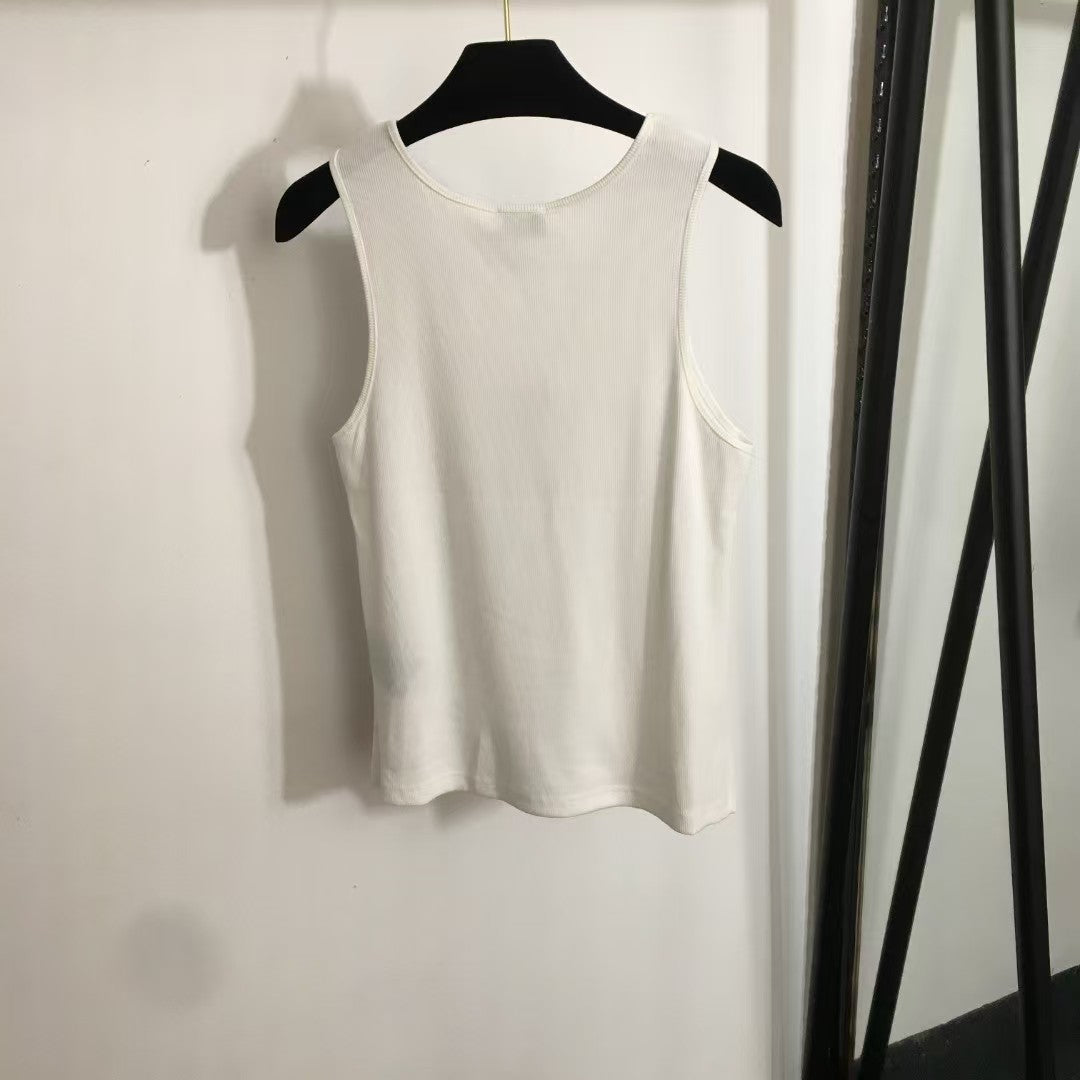 Rote Baumwollweste mit Logo-Stickerei