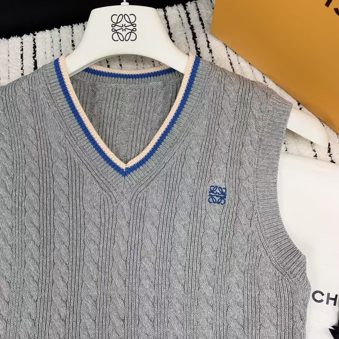 Frühling und Sommer neue bestickte Strickweste mit V-Ausschnitt