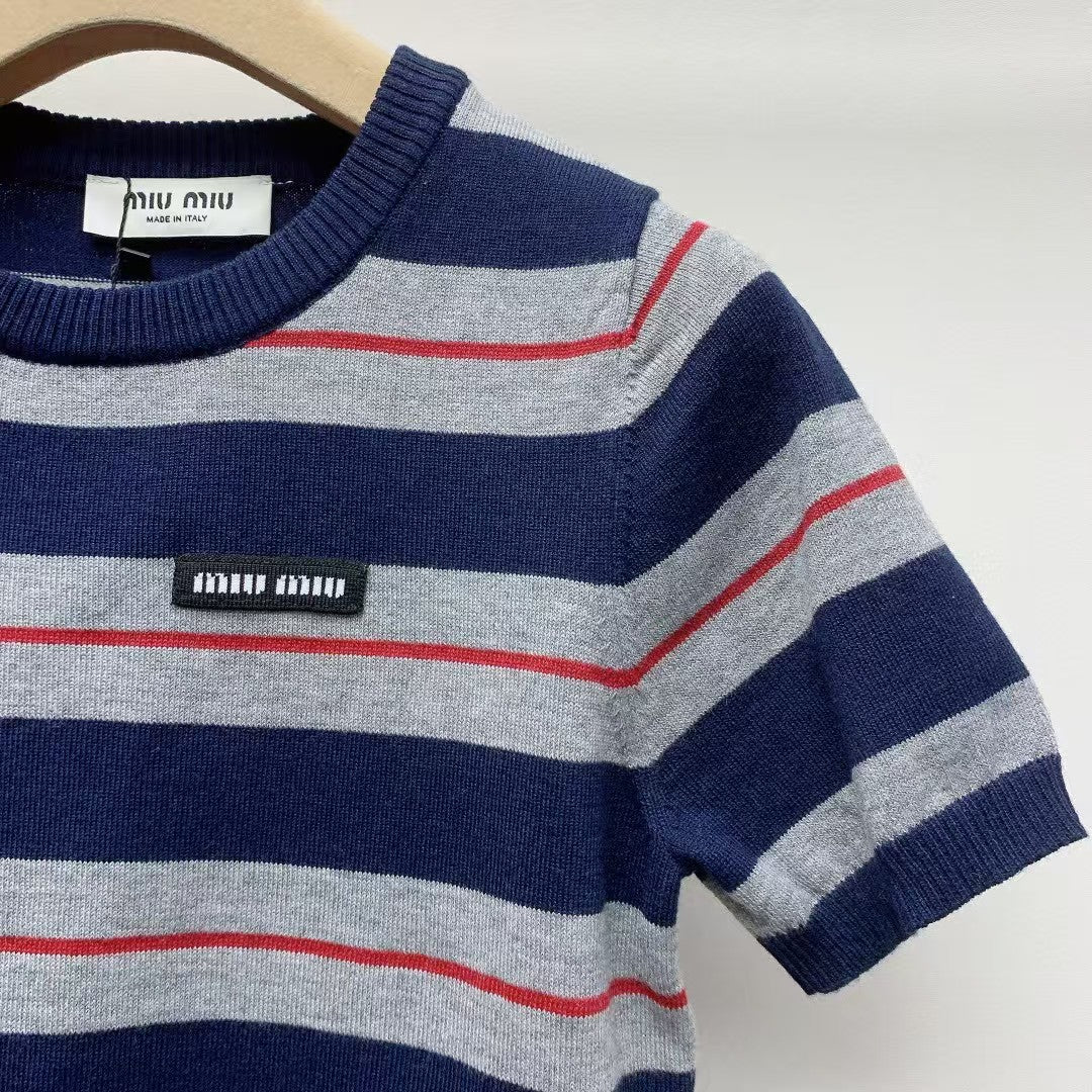 25ss nouvelle lettre rayée manches courtes