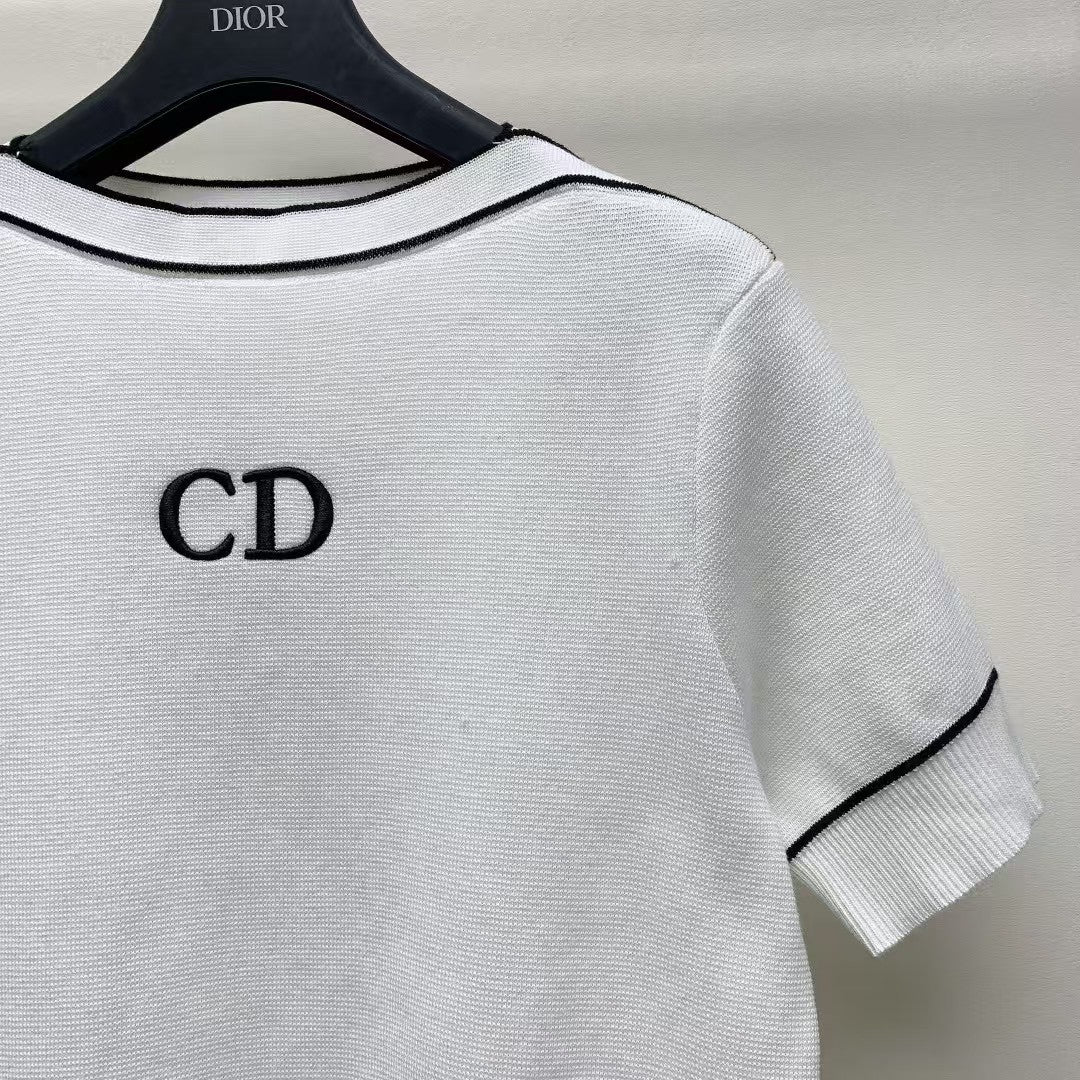 Pull tricoté à manches courtes avec logo petite abeille 25ss