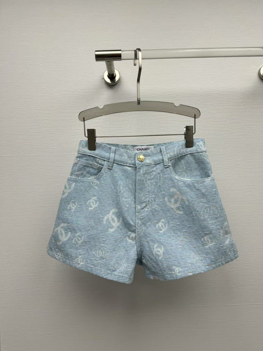 Short en jean à imprimé jacquard 25ss