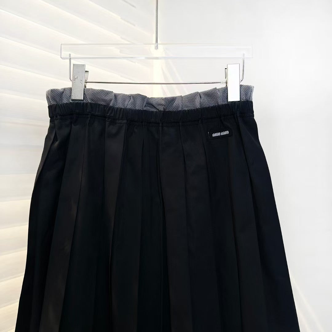 Jupe longue plissée en maille 25ss