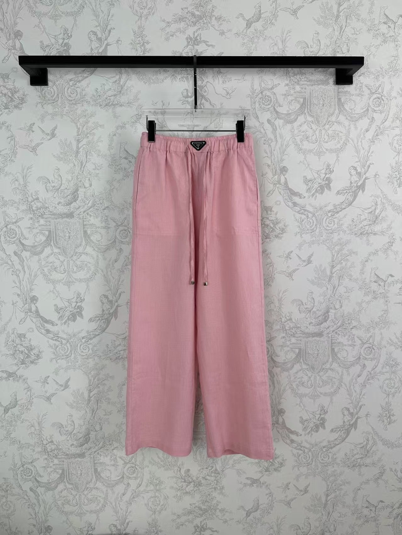 Pantalon large à taille élastique en lin de début de printemps 25