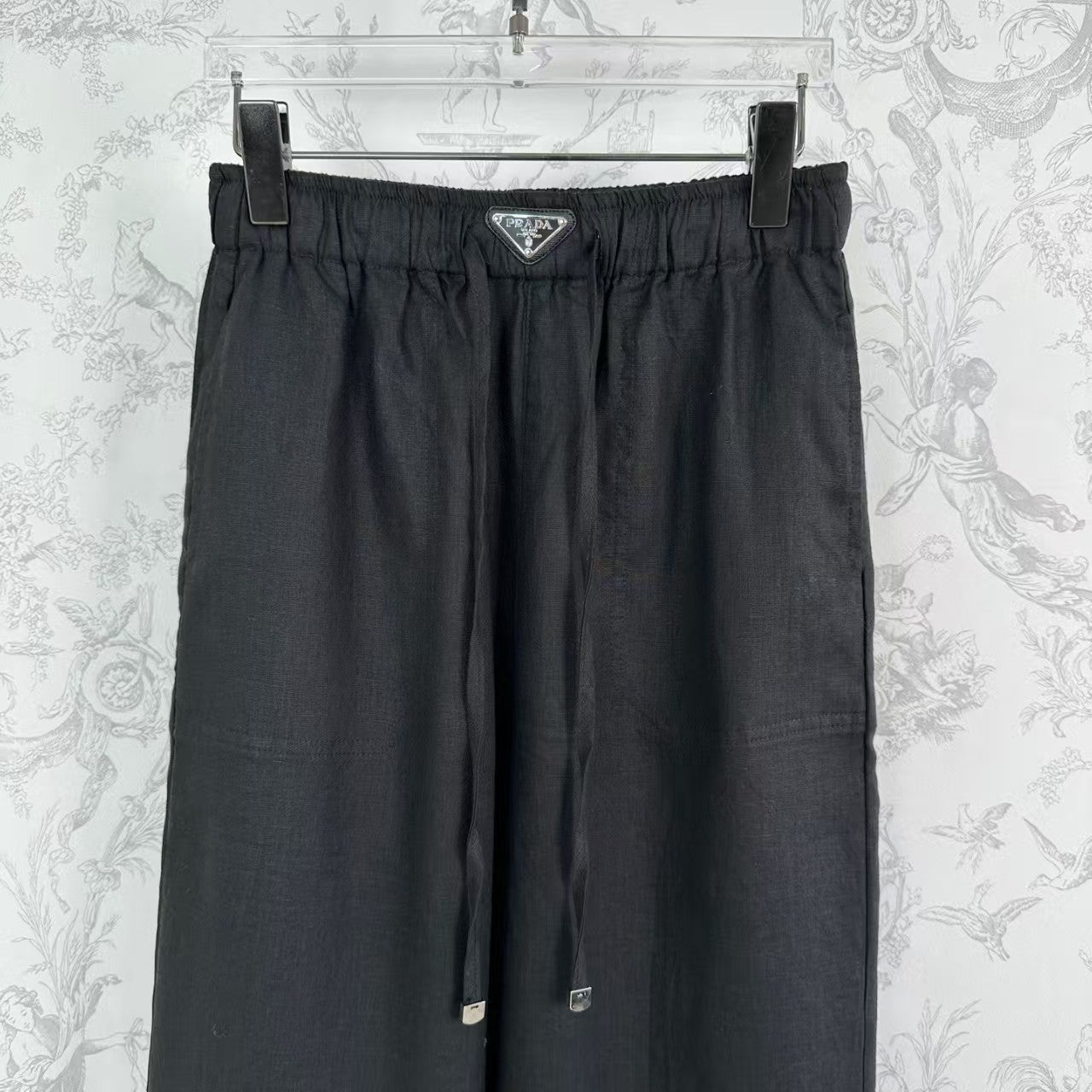 Pantalon large à taille élastique en lin de début de printemps 25