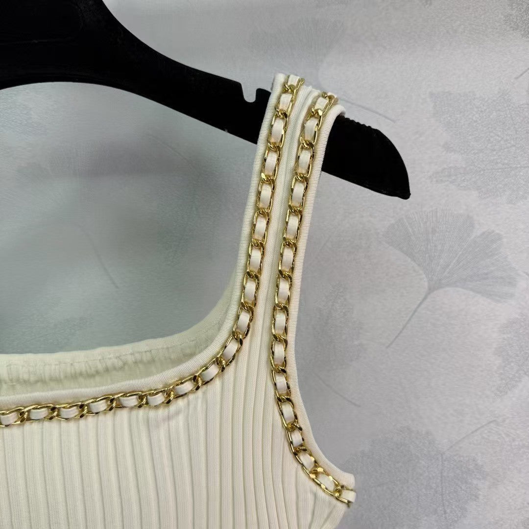 Gilet en maille chaîne délicate blanche