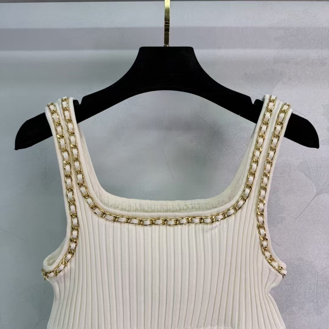 Gilet en maille chaîne délicate blanche