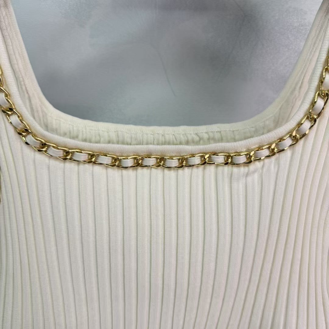 Gilet en maille chaîne délicate blanche