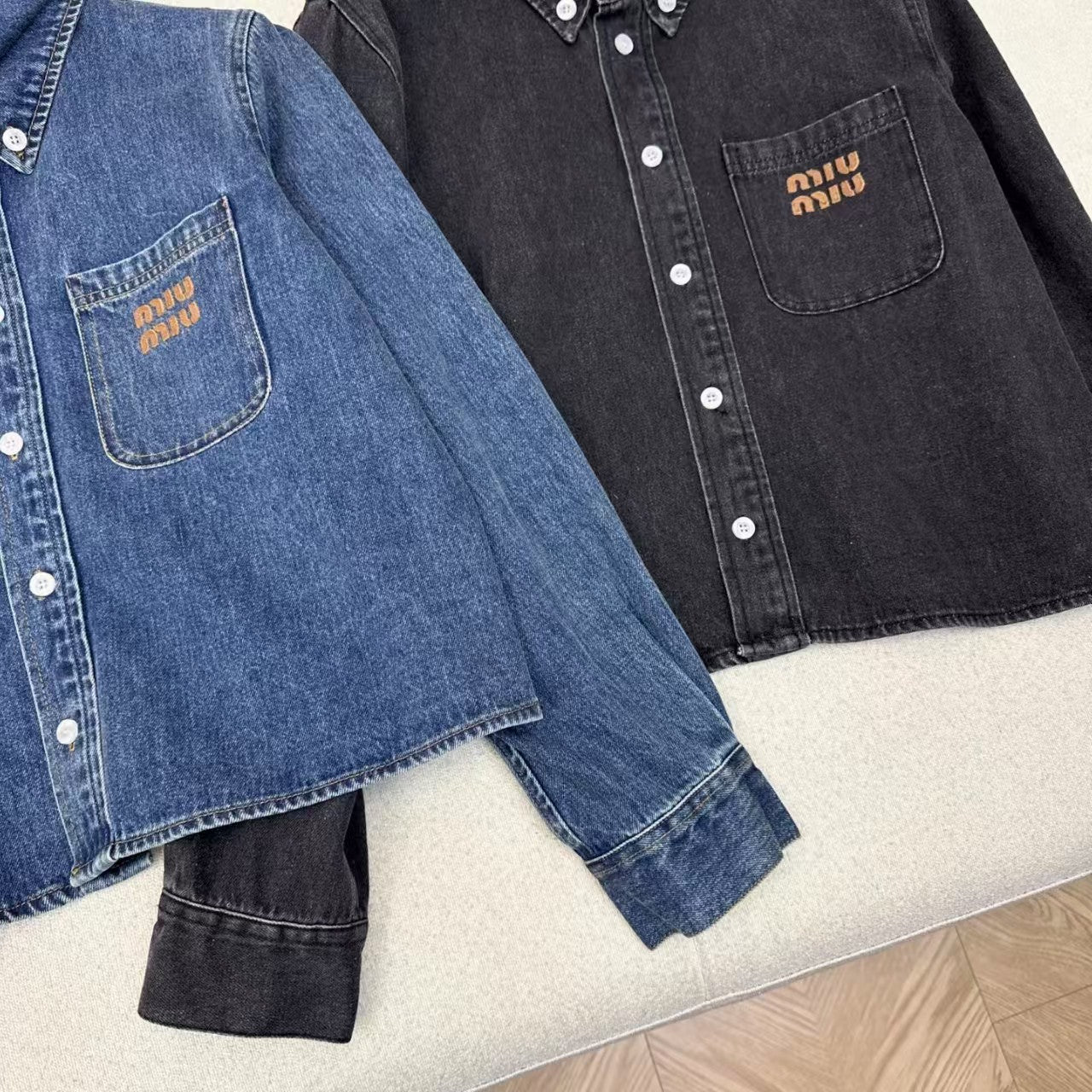 New denim short shirt