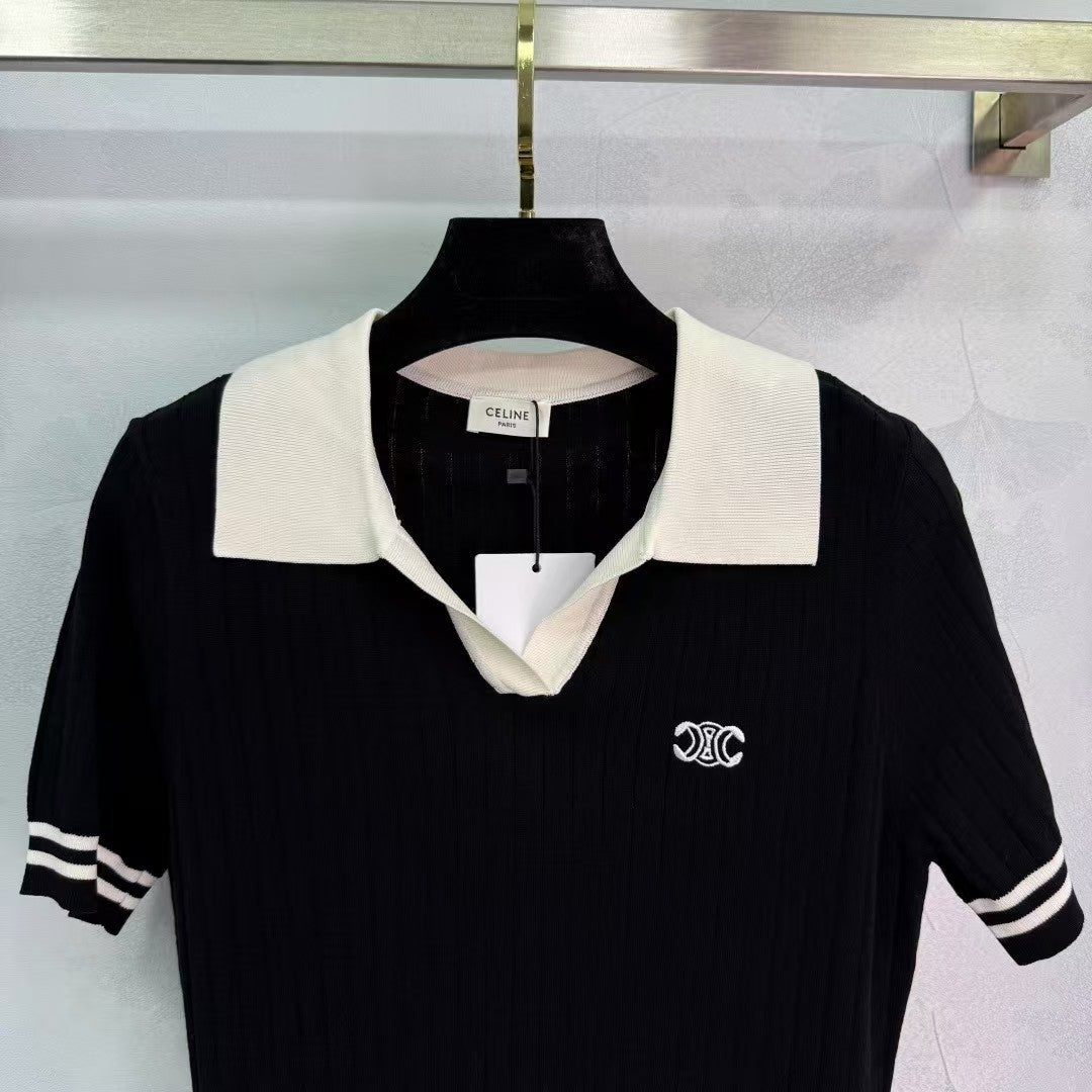 Manches courtes tricotées à revers verticaux