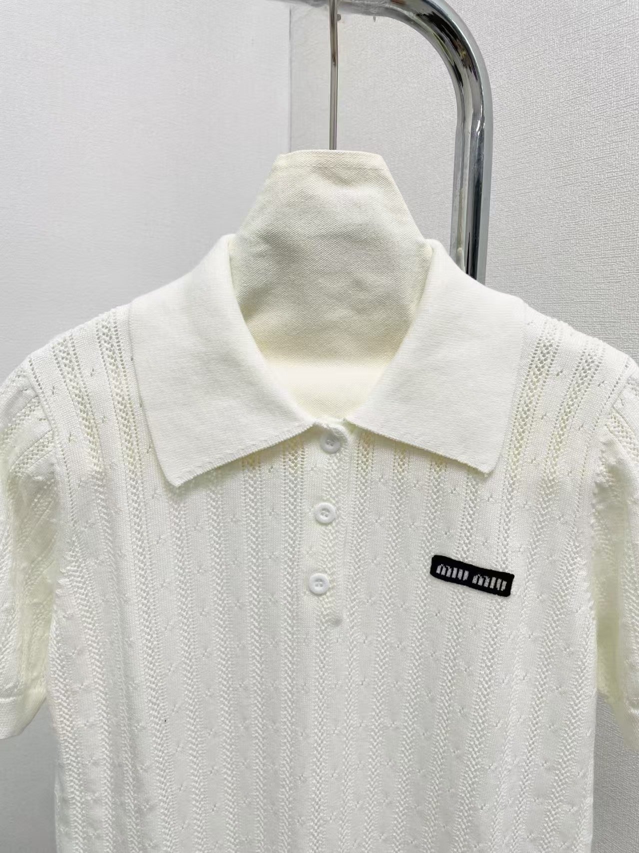 Mesh stitching hollow lapel short sleeves