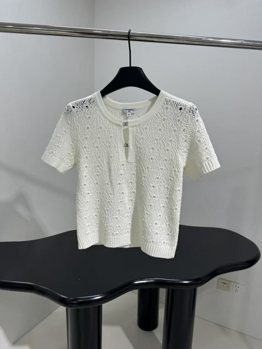 Kurze Ärmel aus Wolle mit Hohlsaum