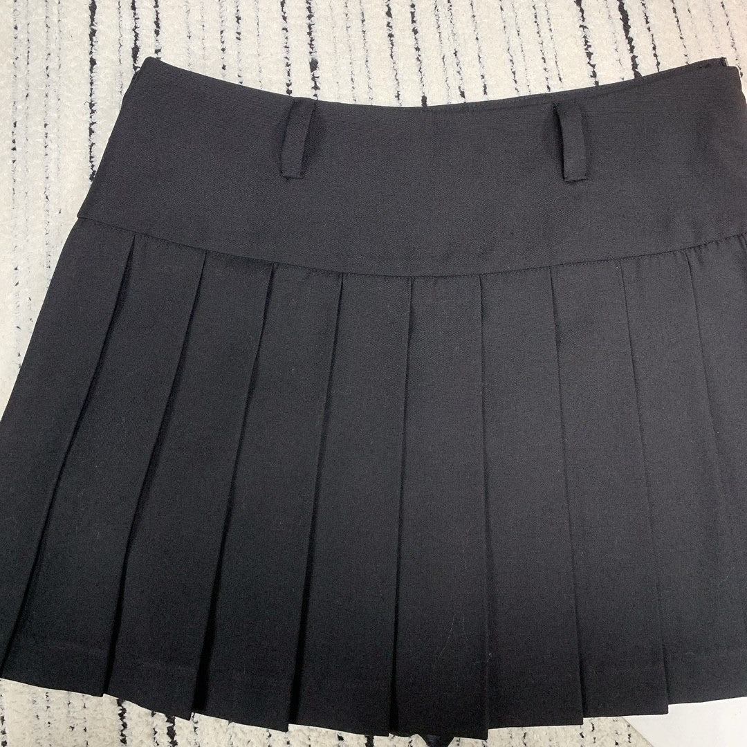 Early Spring New Side Zipper Letter Belt Pleated Skirt