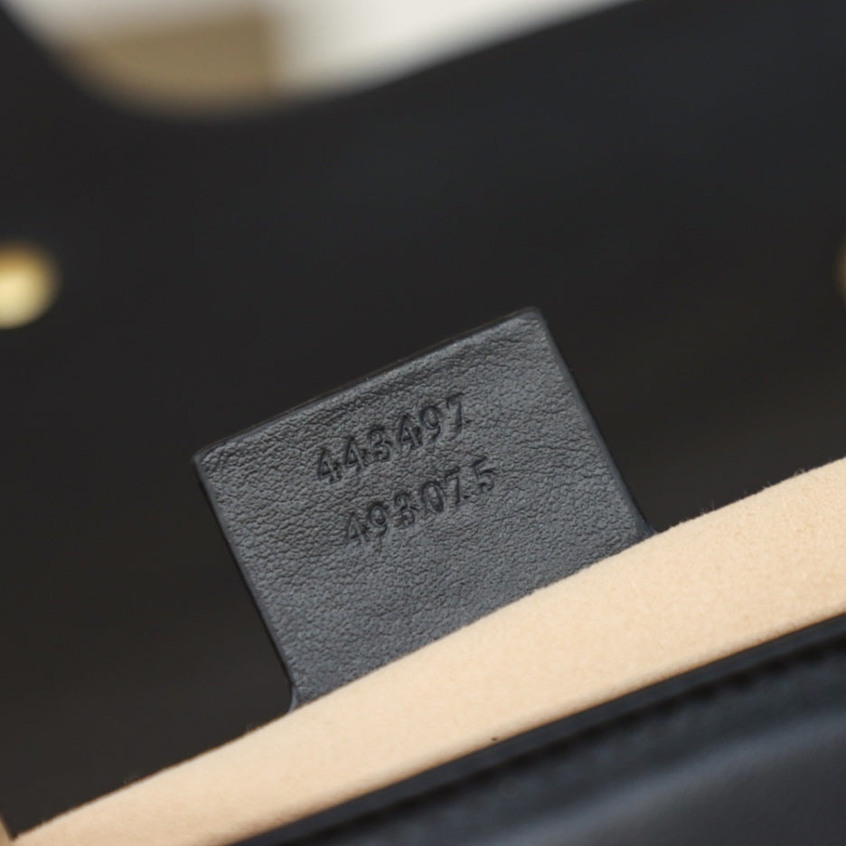 schwarze kleine GG Marmont 2.0 Schultertasche