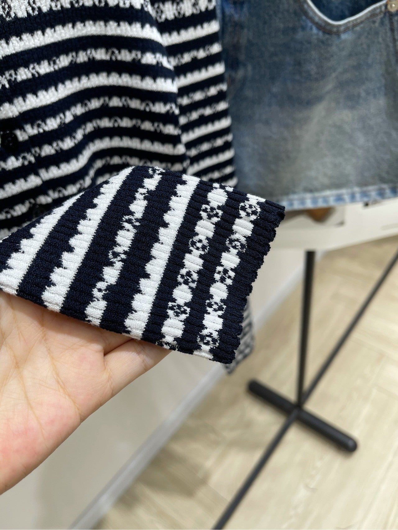 Monogram-Striped Knit Cardigan