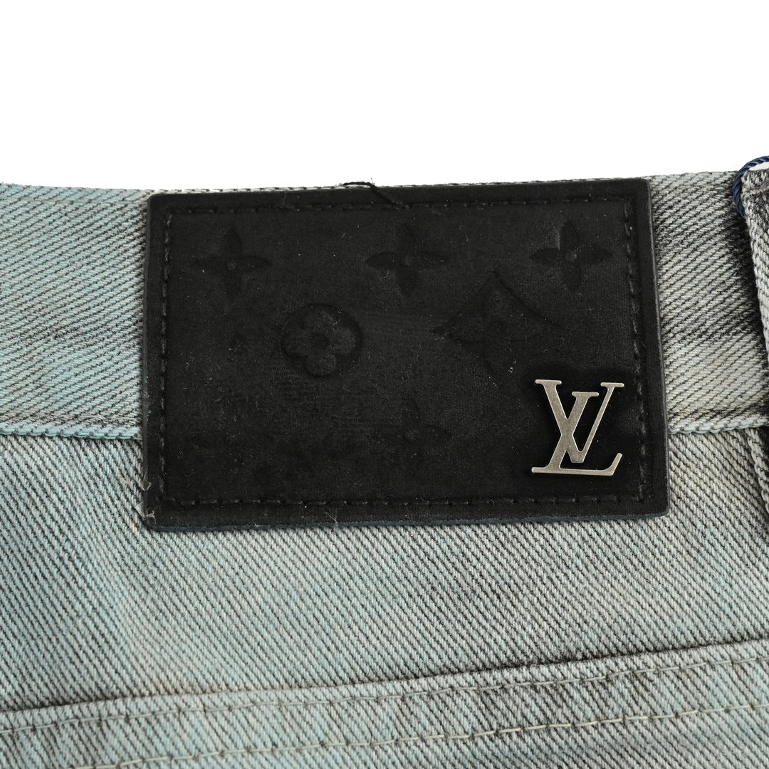 Jean 24Fw à motif floral brodé et dégradé