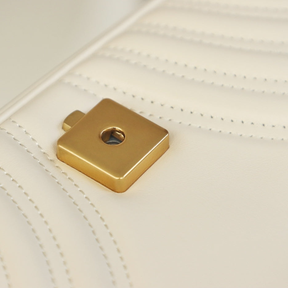 weiße kleine GG Marmont 2.0 Schultertasche