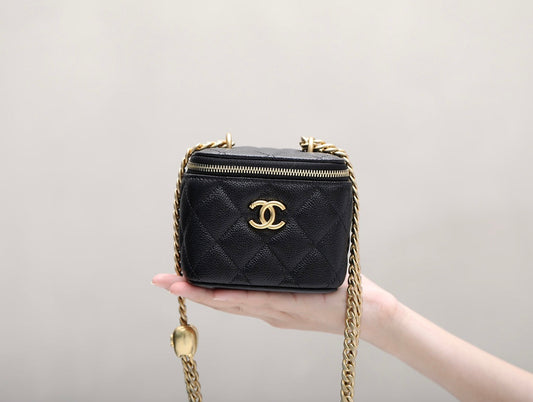 Petit porte-cartes à poignée noire, mini sac à chaîne avec poignée