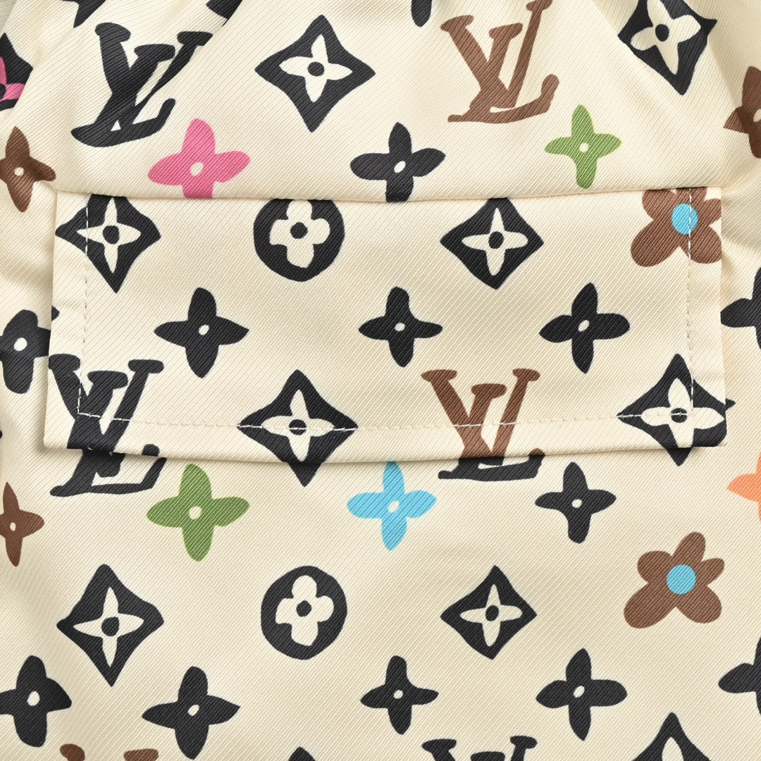 Chemise à manches courtes en soie imprimée all-over