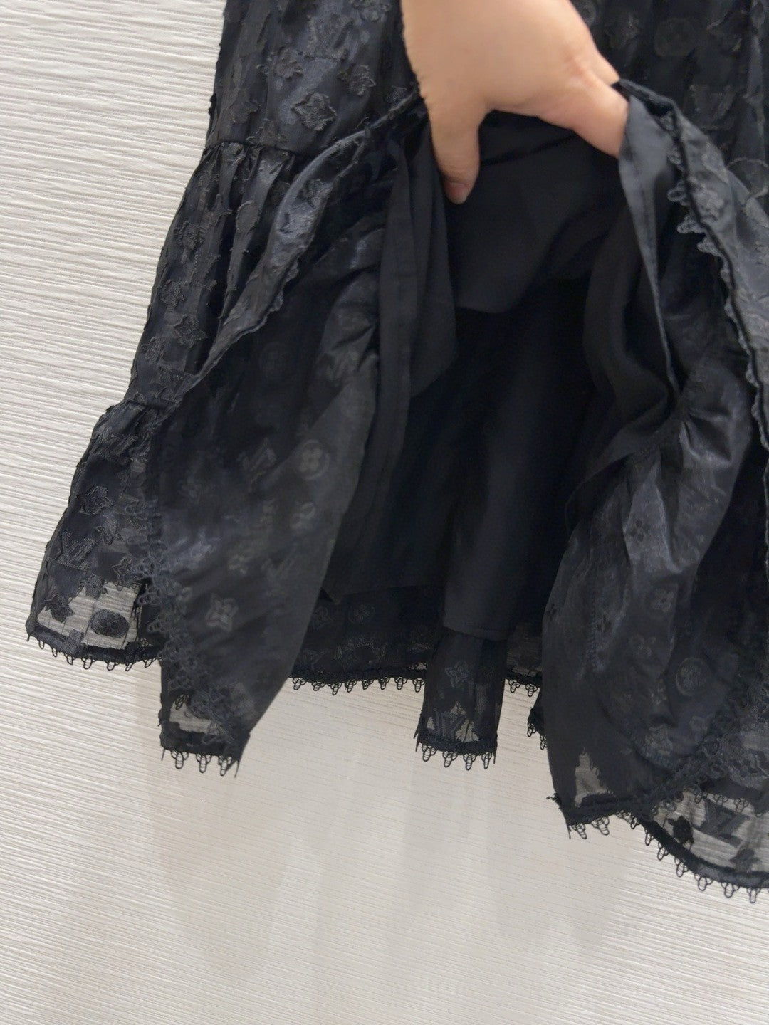 Black Lace Tiered Midi Dress