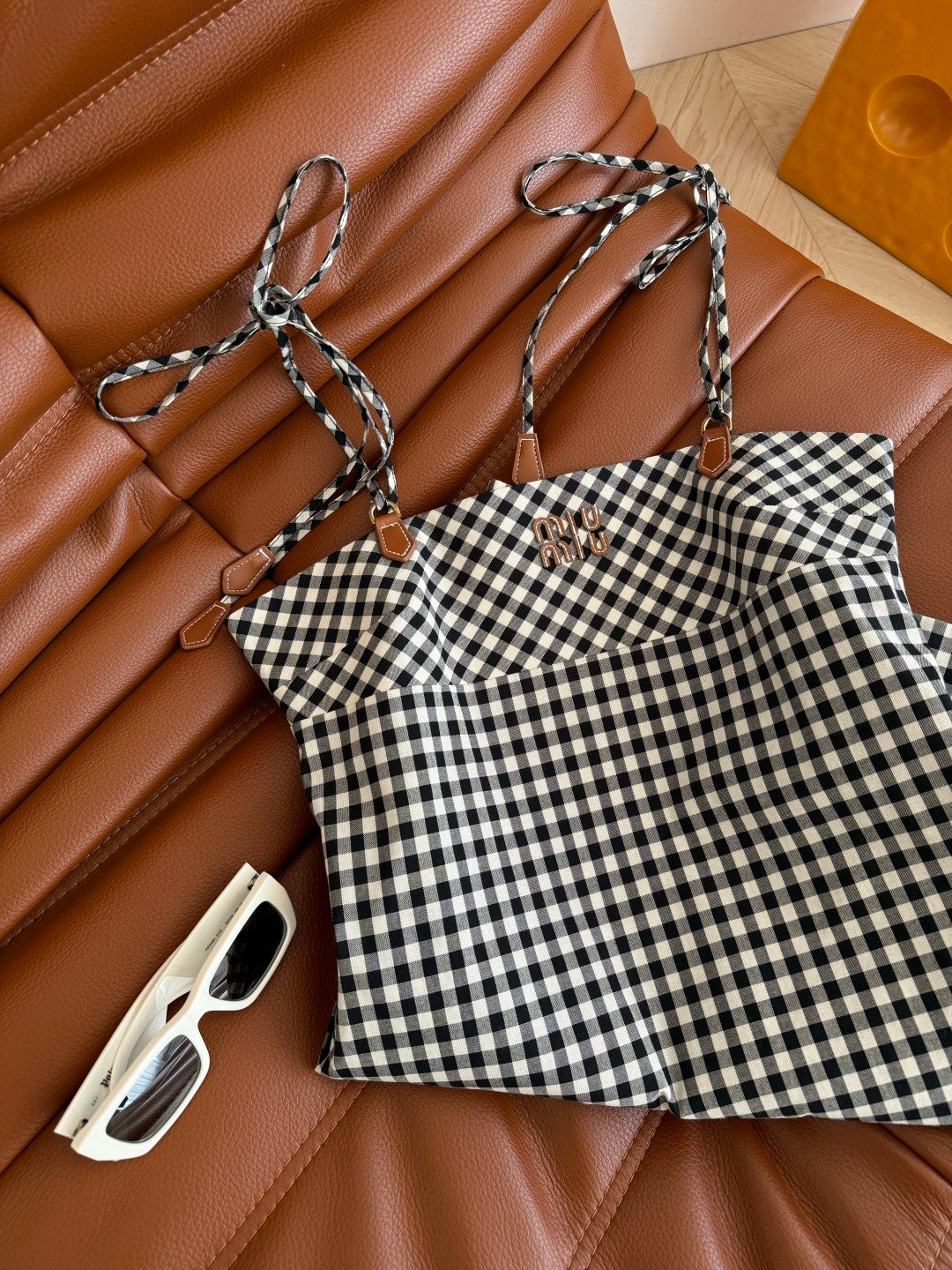Black & White Gingham Slip Dress