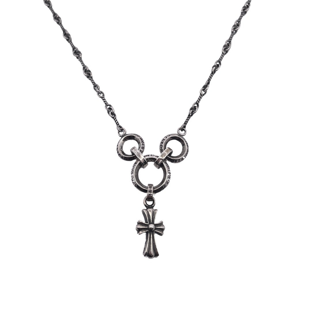 🔥🔥🔥24FW NEUE CHHES-Halskette mit drei Ringen und kleinem Kreuz