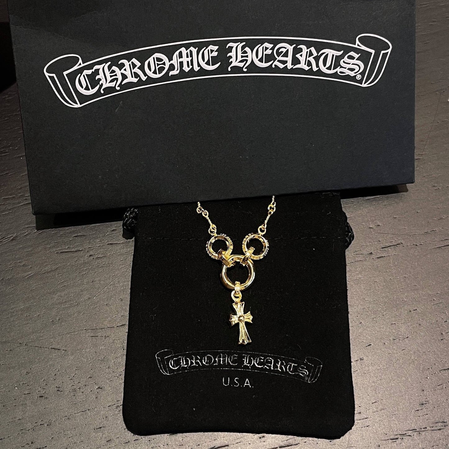 🔥🔥🔥24FW NEUE CHHES-Halskette mit drei Ringen und kleinem Kreuz