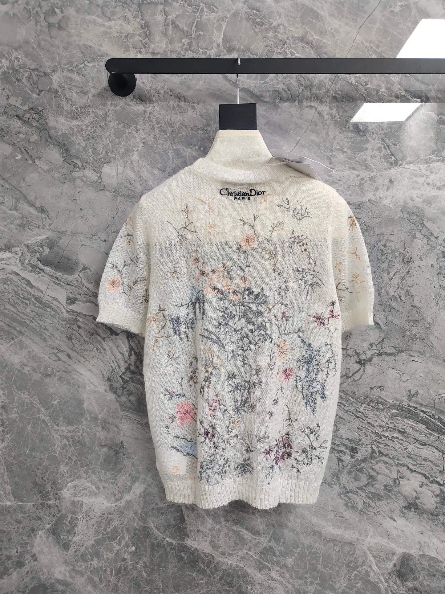 C Weißer Kurzarmpullover