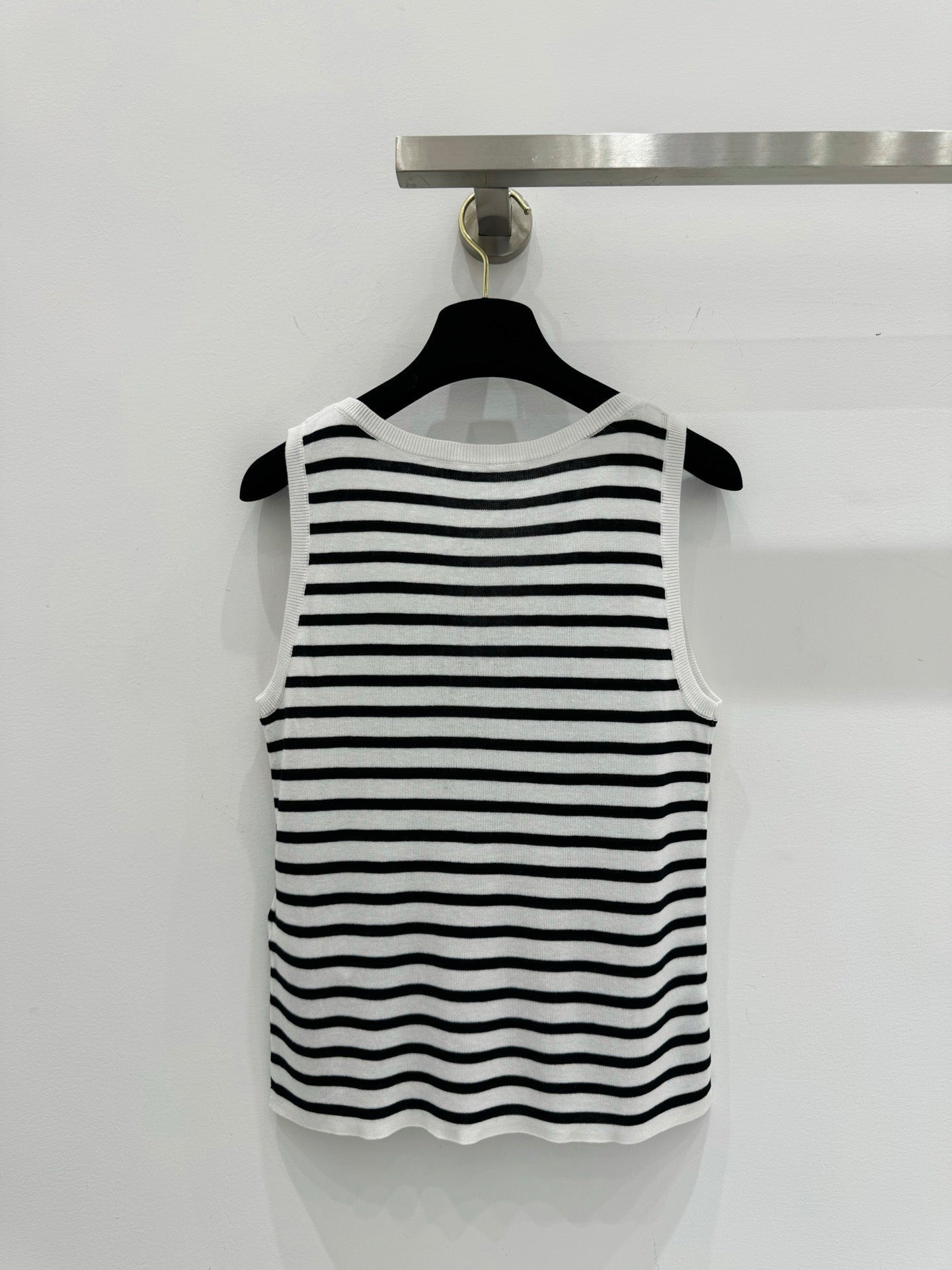 Navy Striped Happy Star Knit Vest Top