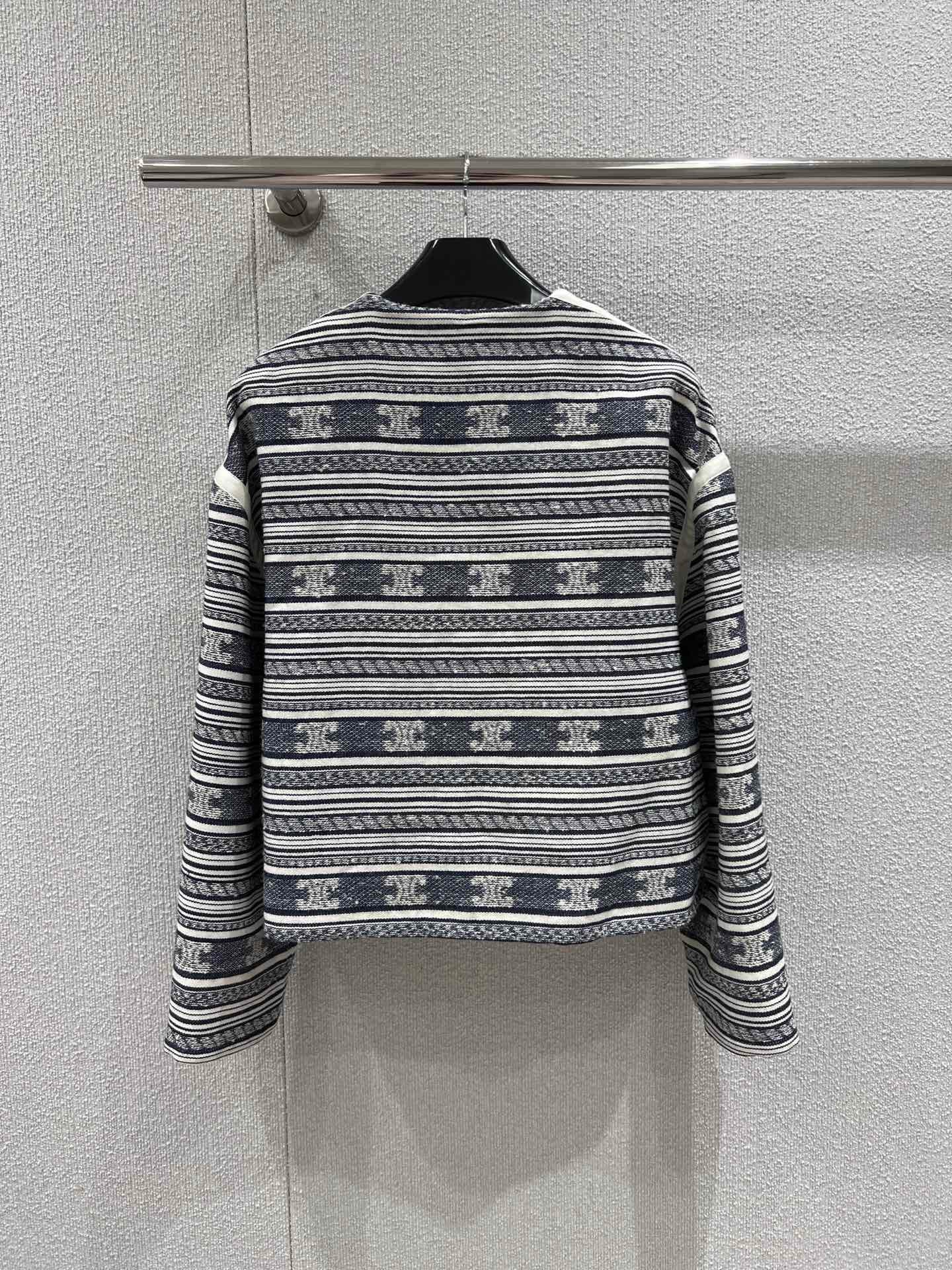 Veste à col rond et simple boutonnage en jacquard avec logo rayé, nouvelle collection début d'automne 25Fw