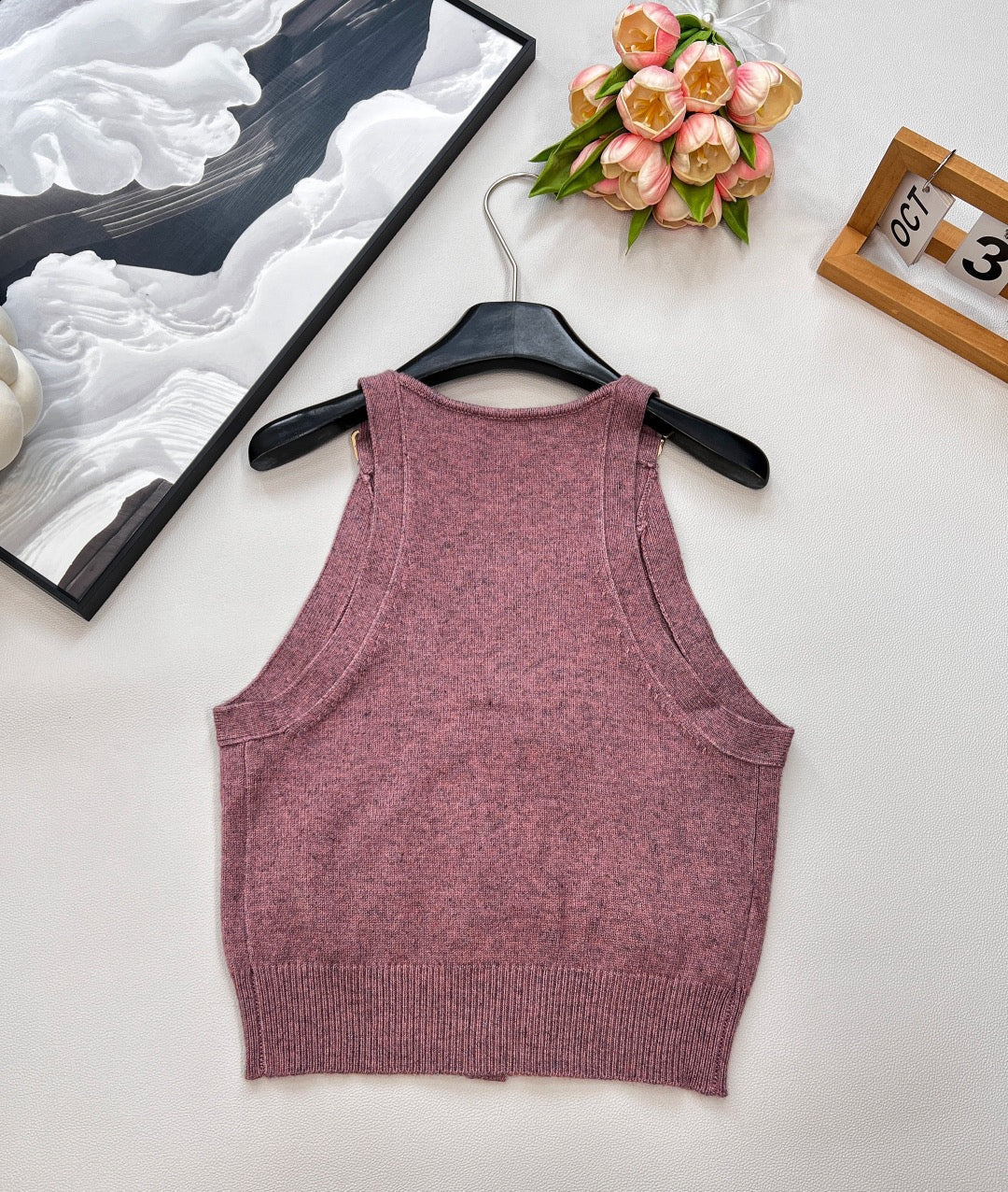 Nouveau gilet tricoté perlé 25SS