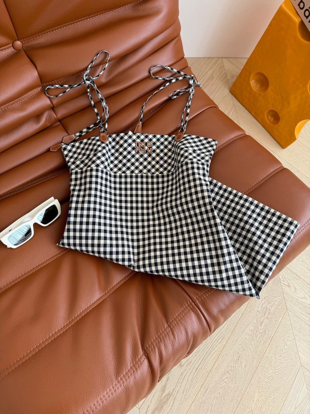 Black & White Gingham Slip Dress