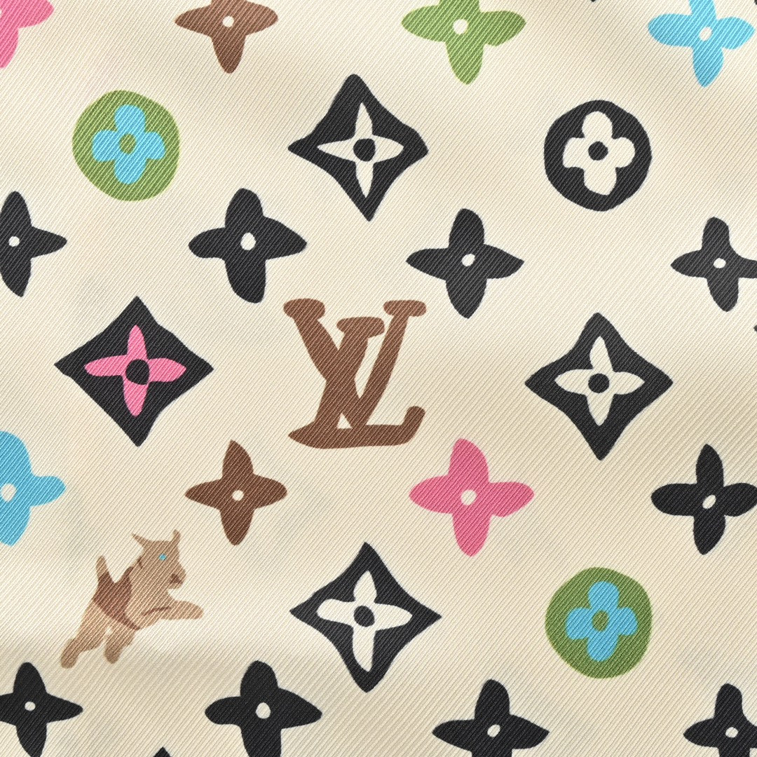 Chemise à manches courtes en soie imprimée all-over