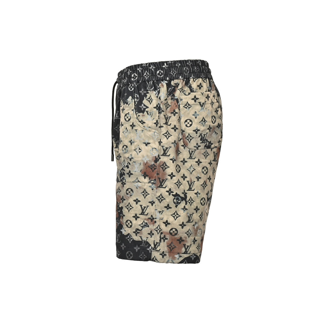 Short en jean imprimé sur toute la surface