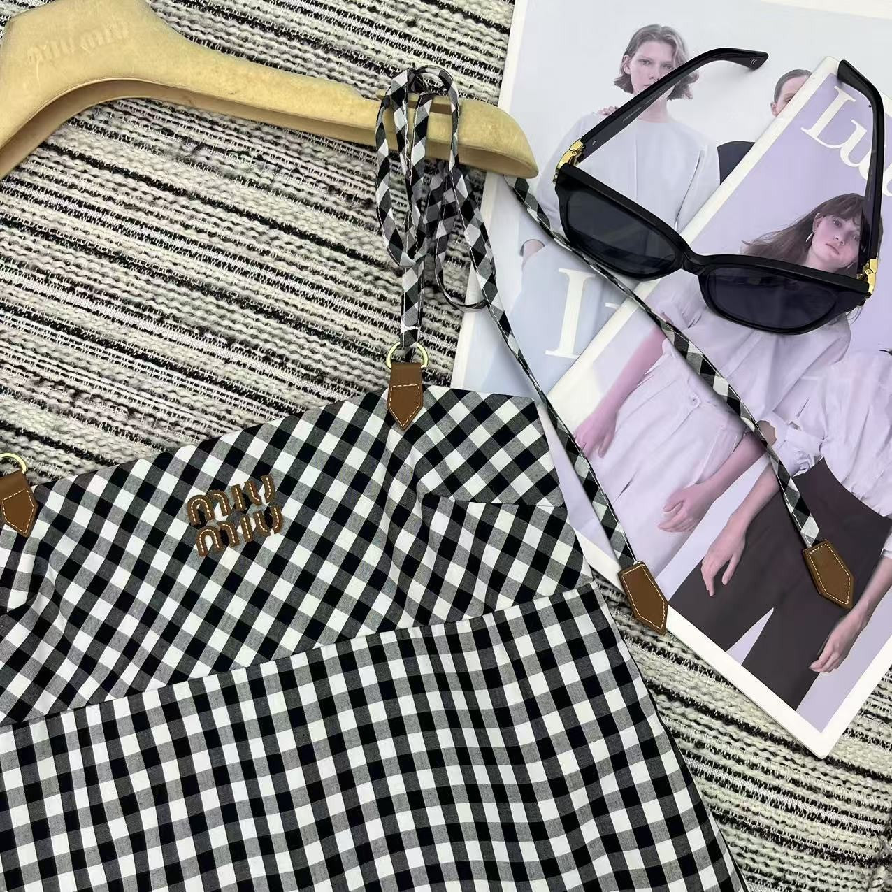 Black & White Gingham Slip Dress