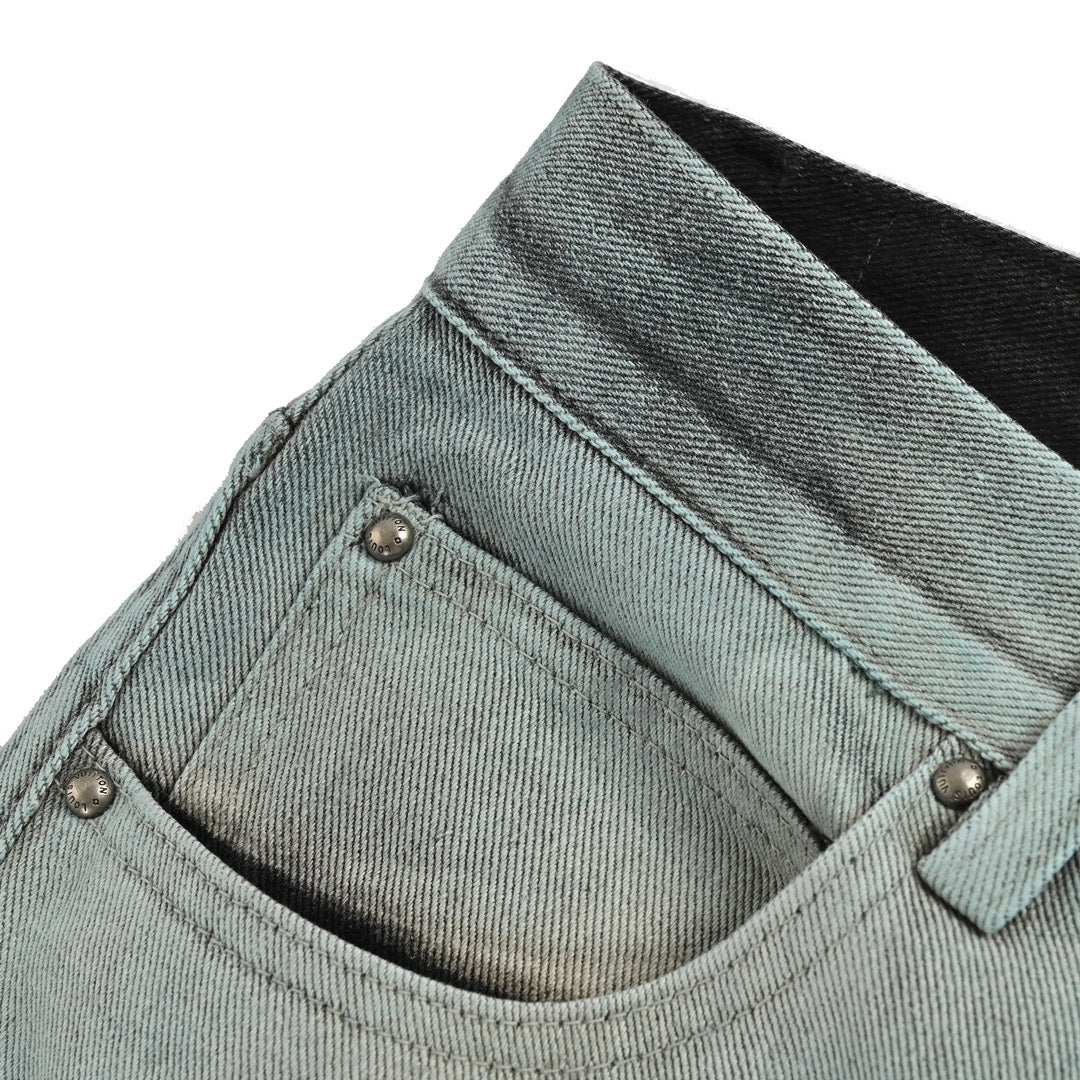 Jean 24Fw à motif floral brodé et dégradé