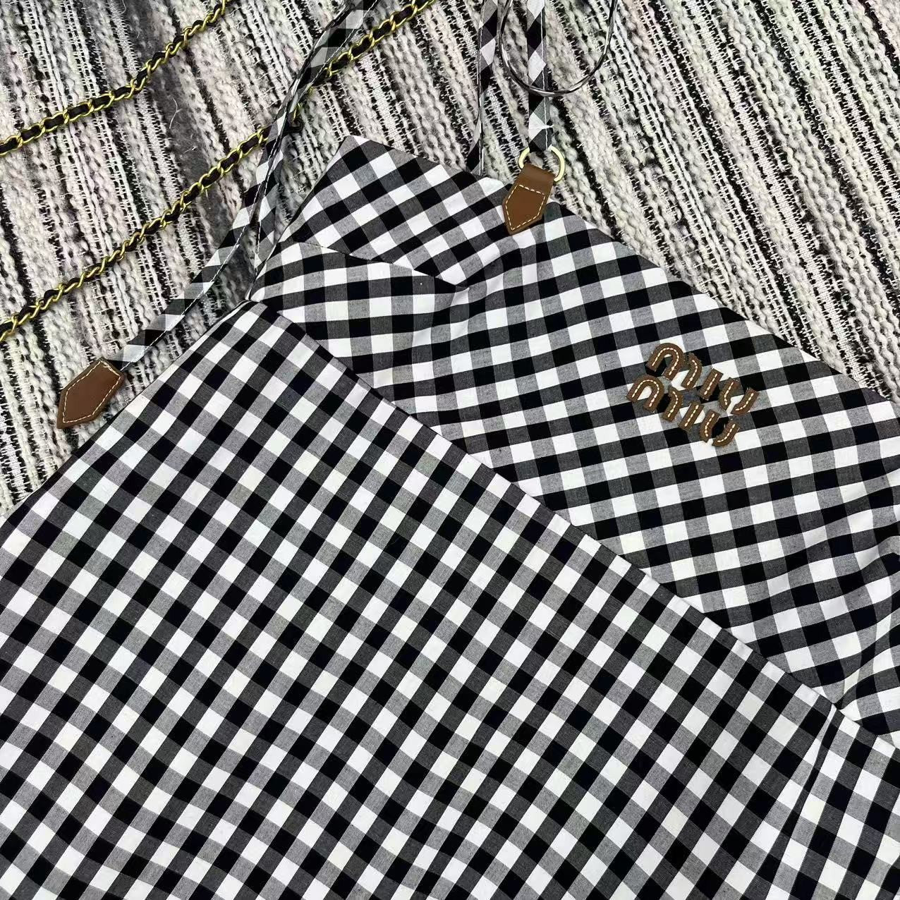 Black & White Gingham Slip Dress